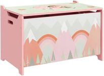 Qaba Toy Box with Lid, Toy Chest Storage Organizer for Bedroom with Safety Hinge, Pink