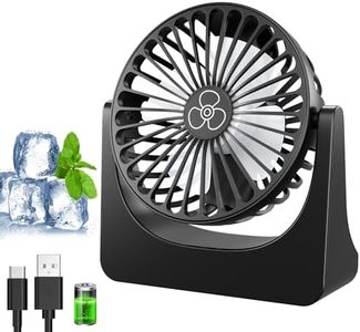 Ventilateur de Bureau USB, Petit Ventilateur Portable, Mini Ventilateur avec 3 Vitesses, Rotation 360°, Ventilateur Rechargeable USB, Mini Ventilateur Silencieux - Pour Maison, Chambre, Bureau