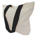 8oz Canvas Blank Cotton Bag Reusable Tote 18” x 14” x 5” with Buckle Closure, Strong, Heavy Duty and Reusable Shoulder Strap Good for Grocery, DIY, Promo (Black, 6 PCS/Pack)
