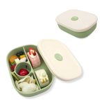 MINIMUM Silicone Lunch Box for Kids | 4 Compartment Food Storage Container | Toddlers Friendly | Lightweight, Durable Airtight Container | (Green)