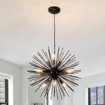 Modern Black Sputnik Chandeliers, 9-Light Satellite Pendant Light fixtures, Starburst Firework Ceiling Lights for Bedroom Living Room Dining Room Kitchen Island Hallway, E12 Socket(Dia:19.7'')