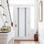 FortuneHouse8 Blue Ticking Vertically Stripe Door Curtains Simple Style White French Door Curtains Rod Pocket Drapes Privacy Protection for Doors with Tieback 1 Panel, 25 x 72 Inch