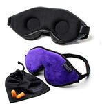 Dream Essentials® Escape™ Luxury Sleep Mask with Eye Cavities, Free Earplugs and Carry Pouch (Purple)