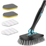 3 In 1 Shower Cleaning Brush 50 Inch Long Handled Bathroom Scrubber Tile Cleaner Kit with 4 Replaceable 180° Rotatable Bathtub Crevice Skirting Floor Wall Tool (BLACK)-SC-001