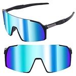 IKSII Sports Sunglasses for Men Women Youth,Polarized Baseball Bike Sun Glasses,UV Protection Cycling Blue Lens Sunglasses for Softball Mountain Bike Running