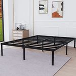 BetLife Full Size Bed Frame with Stronger Steel Slat Support/ 16 Inch High Non- Slip Platform/ Noise Free Mattress Foundation/ No Box Spring Needed/ Black