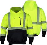 FONIRRA High Visibility Safety Fleece Hoodie for Men Reflective Sweatshirt ANSI Class 3 with Black Bottom(Yellow,5XL)
