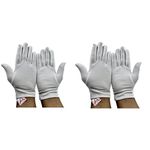 Aone Microfiber Hand Gloves Lint Free White 2 Pairs Anti-Smear, Anti-Fingerprint Quality Check Scratch-Free Handling in Jewellery Showroom, Watch Boutique, Diamond/Gemstone/Crystal Processing, Driver