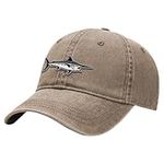 Outdoor Shaping Fish Embroidery Dad Hat - Soft Washed Cotton Unstructured Baseball Cap for Unisex Adjustable Vintage Style Khaki