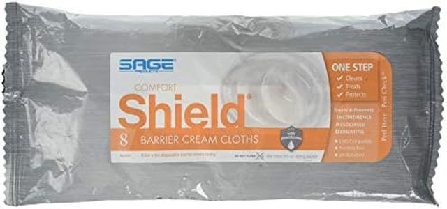 Sage Comfort Shield Barrier Cream Cloths for Incontinence Skin Care - 1 Package - 8 Cloths/Pkg Incontinence Wipes (1 Package, 8 Wipes)