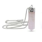 Reiki Crystal Products Natural Rose Quartz Pendant Pencil Shape Crystal Stone Pendant with Chain for Reiki Healing Crystal Healing Stone Pendant Size 30-35 mm Approx. (Color : Pink)