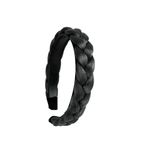 Women's & Girls Synthetic Hair Accessories Headband With Teeth Braids Hairband With Tooth Synthetic Hair Band Plaited Hairband For Women (Natural Black)