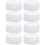 8 Pack White Round Tablecloth 90 In