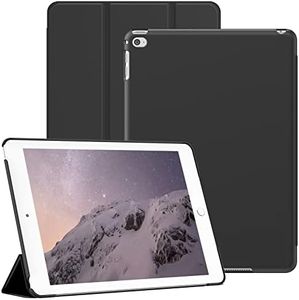 JETech Funda para iPad Air 2 9,7 Pulgadas (2014 Modelo, 2.ª Generación), Carcasa Trasera Dura Protectora, Cover con Soporte para Tableta de Tacto Suave, Auto-Sueño/Estela (Negro)