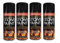 Paint Factory High temperature Stove Paint Matt Black (4),400 ml (Pack of 4)