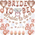 Kesteey Hen Party Decorations Hen Do Accessories Bride to Be Banner Cake Topper Heart Shape Foil Balloons Rose Gold Confetti Balloons for Bridal Shower Hen Theme Party Decoration