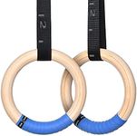 PACEARTH Wood Gymnastics Rings with 14.76ft Straps