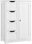 Yaheetech Wooden Floor Cabinet, Side Storage Organizer Cabinet Unit Hallway Entryway Cabinet with 4 Drawers and 1 Cupboard, Free Standing Storage Organizer for Living Room/Bathroom/Kitchen, White