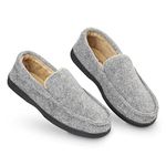 DUNLOP Moccasins Slippers Men Loafers Faux Fur Slippers Rubber Sole Memory Foam House Slippers Indoor Shoes Gifts For Men (Grey, 8 UK)