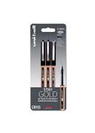 Uni-Ball UB-150-10 Eye On Point Stay Gold Broad Ballpoint Black and Blue Pens. Premium 1.0mm Rollerball Tip for Super Smooth Handwriting. Fade and Water Resistant Liquid Uni Super Ink. Pack of 3