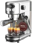 Neretva Espresso Machine 20 Bar, Super Compact Espresso Maker Stainless Steel Professional Coffee Machine Espresso with LED Display & Milk Frother for Home Barista Latte and Cappuccino Maker