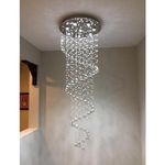 GANE-SHART GA Crystal Glass Chandelier Yellow LED Light Ceiling Decoration for Banquet Hall, Living Room, Stair area, Hotels, Temples, Office, Resort (Height - 6 foot)