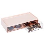 mDesign Glasses Display Case — Eyeglasses Storage Box with 2 Divided Drawers — Spectacle Storage for up to 6 Pairs — Light Pink/Clear