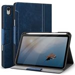 Antbox Case for iPad Mini 6 (2021) 6th Generation iPad Mini Case with Pencil Holder Vegan Leather Smart Cover with Auto Sleep/Wake Stand Function (Blue)