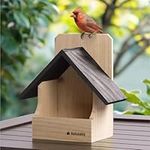 Navaris Bird House, Black - Durable Pinewood Bird Nesting Box for Garden Use - Nest Boxes for Small Wild Birds: Robin, Sparrow, Swift - Front-Open & Easy to Install Bird Houses
