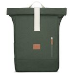 Johnny Urban Roll Top Backpack Women & Men Green - Adam Large - Durable Daypack from Cotton Canvas - 18-22 Litre Rucksack - Water-Repellant - 15.6 Laptop Compartment