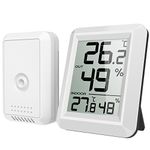 Criacr Digital Hygrometer Thermometer, MINI Indoor Outdoor Monitor Temperature Humidity, Wireless Room Hygrometer Gauge with ℃/℉ Switch, 328ft/100m Range for Home, Office, Chiristmas Gift