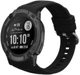 kwmobile Strap Compatible with Garmin Instinct 2S Strap - Replacement Silicone Watch Band - Black