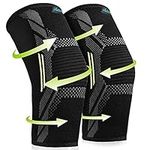 2 Pack Knee Braces Sleeves for Knee Pain Knee Support Women Men - JLebow Compression Knee Brace for Working Out, Running, Gym, Fitness, Weightlifting 丨 High Stretch Knee Pads for Meniscus Tear, ACL, Arthritis, Joint Pain