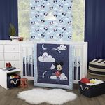 NoJo Disney Mickey Mouse Little Star Blue, Navy and White Cloud Moon and Stars 3 Piece Nursery Crib Bedding Set - Comforter, Fitted Crib Sheet, and Crib Skirt