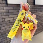 Penny Wise® Cute Pokimon 3D Keychain | Cute Keyring & Quirky Bag Charm | Hard Silicone, Unbrekable | Travel Essential | Kids Friendly | Comes With A Strap & Bag Hook | Single Piece. (Pika Pika)