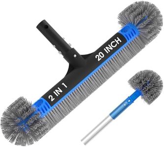 TidyMister 20" 2-in-1 Pool Brush Head and Cobweb Duster - Heavy Duty Cleaning With EZ Clip & Wavy Nylon Bristles for Inground & Above-Ground Pools (Without Pole)