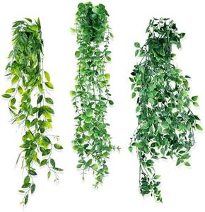 NVIYAM 3 pcs Piante Finte da Interno Cadenti, Pianta Finta Cadente con Vaso, artificiali da interno Plastica Pianta Artificiale, finte piante da appendere per Interni Esterni Casa Giardino Decorazione