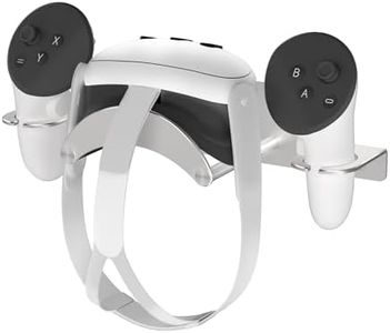 ZHGM VR Wall Mount for Meta Oculus Quest 3S/Quest 3/Quest 2/Quest Pro/Rift-S/Vision Pro Headset & Controllers, Aluminum VR Wall Holder with 2 Storage Way, Desk Space Saving & Stable VR Stand, Sliver