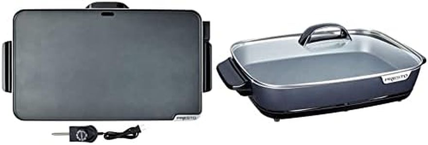 Presto 07072 Slimline Griddle (Black, 22") and Presto 06858 Slimline Skillet with Glass Cover (Electric, 16 Inch, Black)