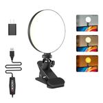 Ring Light, 3 Color & 5 Brightness Video Light Clip on Desktop Monitor, Timer Setting with USB Plug Video Conference Lighting for Meeting, Video Calls, Remote Working, Live Streaming - 4.7''