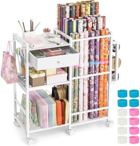 Aquzee Wrapping Paper Storage, Rolling Gift Wrap Station