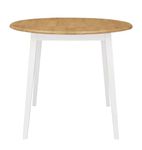 Hallowood Furniture Ledbury Drop Leaf Table, Round Table, Folding Dining Table in White Painted Body & Oak Finish Top, Kitchen Table, Small Dining Table, Fold Away Dining Table