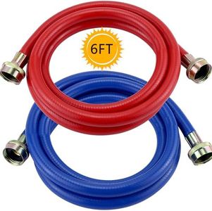 6FT Washer and Dryer Hoses,Washing Machine Hoses 6ft Burst Proof Water Supply Lines for Hot and Cold Hoses (2 Packs) with 3/4" Connection Water Lines,Universal for All Standard Wash Machines- MIFLUS