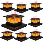 Dynaming 8 Pack Solar Flame Post Lights Outdoor, Solar Powered Fence Post Cap Lights, High Brightness Flickering Flame SMD LED Lighting Decor for Garden Deck Patio, 4x4, 5x5 or 6x6 Vinyl/Wooden Posts