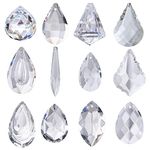 H&D Pack of 12 Clear Crystal Chandelier Lamp Lighting Drops Pendants Balls Prisms Hanging Glass Prisms Parts Suncatcher Home/House Decor …