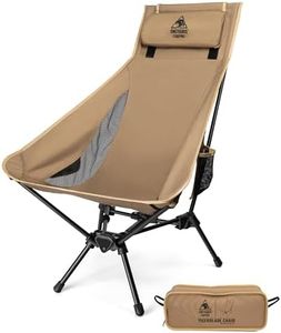 OneTigris TIGERBLADE Chaise de camping pliable à dossier haut, 170 kg, cadre triangulaire, légère, avec 2 poches latérales, chaise pliante ultra légère pour l'extérieur, la randonnée, marron coyote