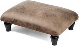 YOYETECO Small Foot Stool Ottoman with Stable Wood Legs Upholstered Footstool Padded Foot Rest Step Stool for High Beds Seat Chair Couch Sofa Patio Bedroom Living Room Office (5.9" H-Shallow Brown)