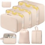 HOTOR Packing Cubes - 8 Pieces, Light Packing Cubes Travel Organizer, Premium Luggage Organizer Set, Space-Saving Travel Organizer for Suitcase, Travel Accessories and Essentials, Beige