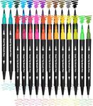 SUPER TOY 24 Shades Dual Tip Brush Marker Pens Set For Coloring Calligraphy Art Work Double Sided Markers For Kids Adult Artist, Journal, Doodling, Writing, Coloring Books, Multicolor