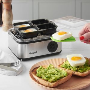 VonShef 3-in-1 Egg Boiler, Poacher & Omelette Maker – 16 Egg Capacity, Stainless Steel, 500W